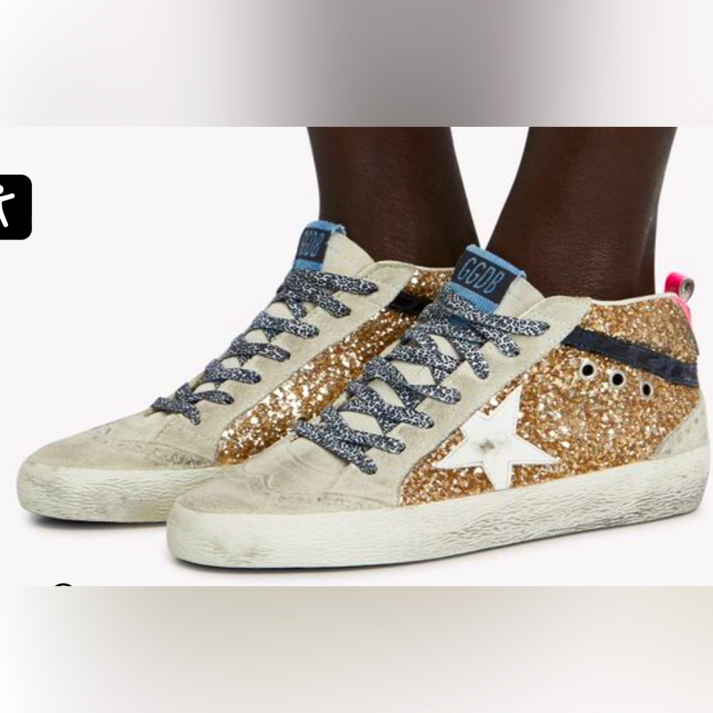 Golden Goose suede and glitter mid star sneaker size 37- excellent condition